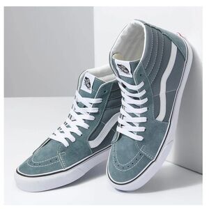 Vans Green and White High-Top Sneakers